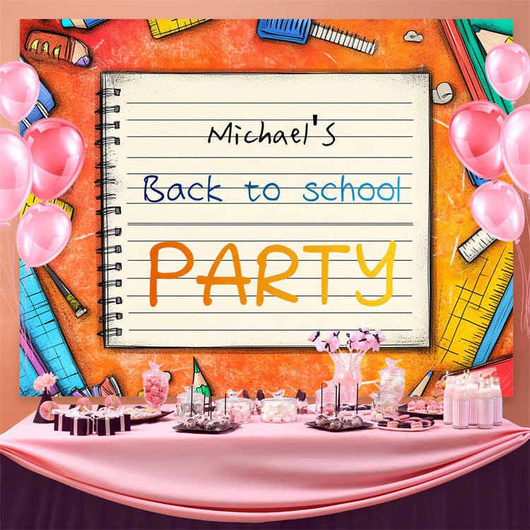 Toile de fond Rentrée des Classes Matériel Scolaire Coloré Personnalisé CSH3-87