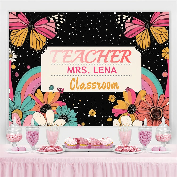 Toile de fond Rentrée des Classes Ciel Étoilé Fantaisie Florale Personnalisé CSH3-88