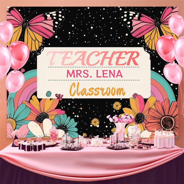 Toile de fond Rentrée des Classes Ciel Étoilé Fantaisie Florale Personnalisé CSH3-88