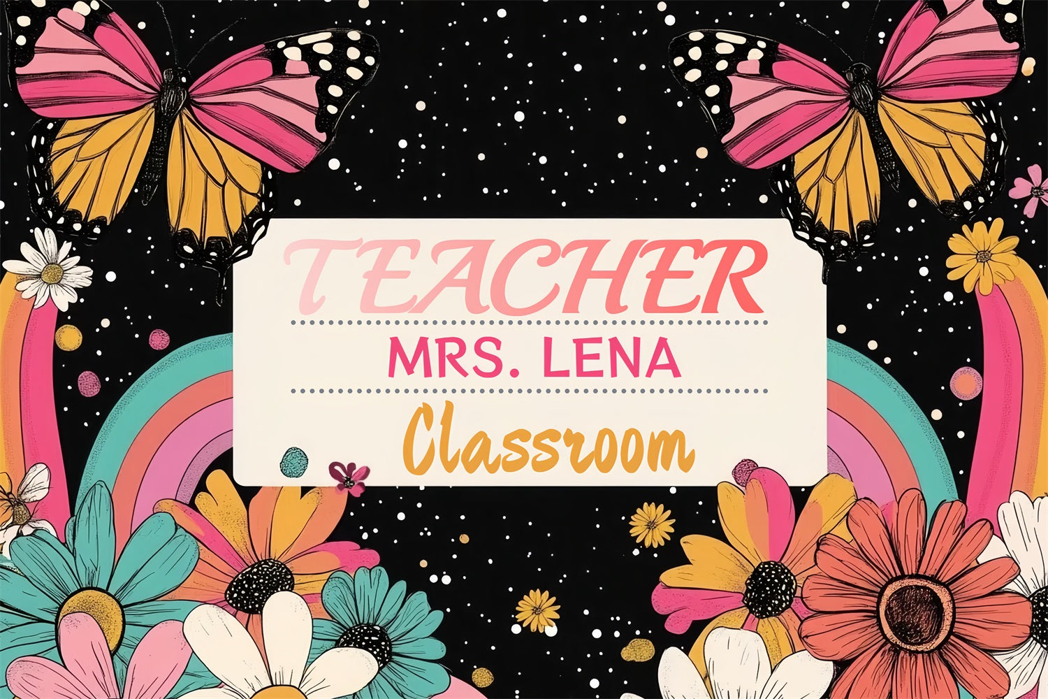 Toile de fond Rentrée des Classes Ciel Étoilé Fantaisie Florale Personnalisé CSH3-88