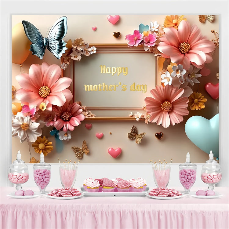 Toile de fond Fête des Mères Personnalisable Ballons Chic et Fleurs CSH3-99
