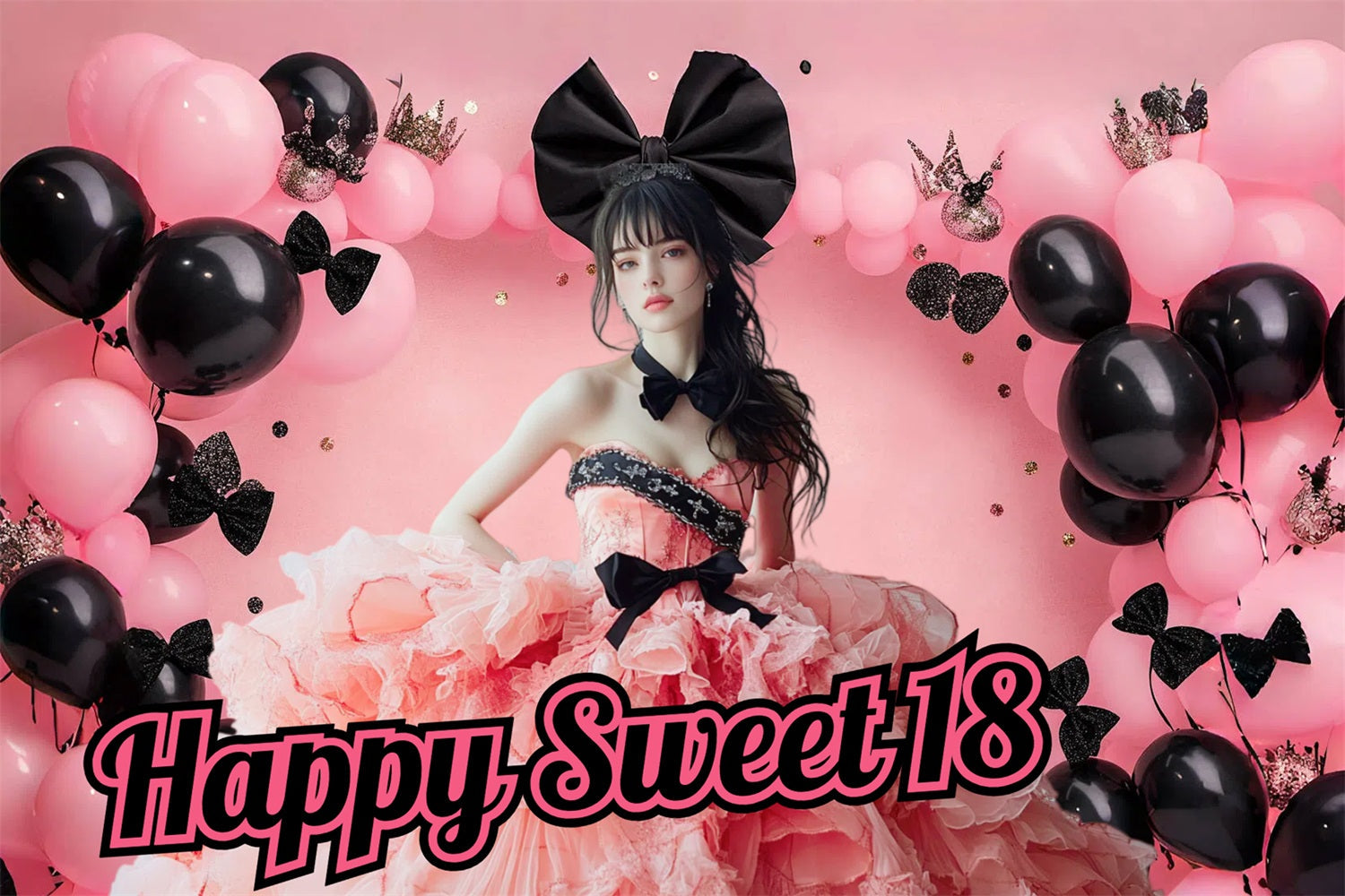 Toile de fond Anniversaire Personnalisé Couronne Ballon CSH4-10