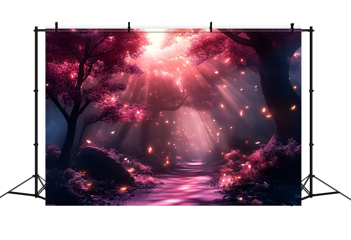 Toile de fond Forêt Photographie Lumière Rose Sentier en Forêt CSH4-105