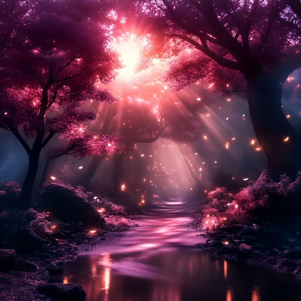 Toile de fond Forêt Photographie Lumière Rose Sentier en Forêt CSH4-105
