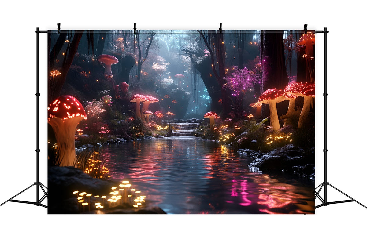 Toile de fond Forêt Sentier Étincelant de Champignons Ruisseau CSH4-108