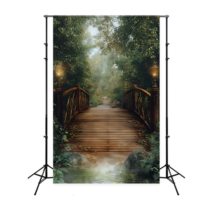 Toile de fond Forêt Photographie Pont Lanterne Crépuscule CSH4-115