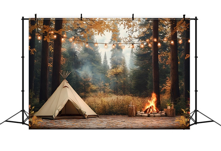Toile de fond Forêt d’Automne Tente Tranquille Pins d’Automne CSH4-117