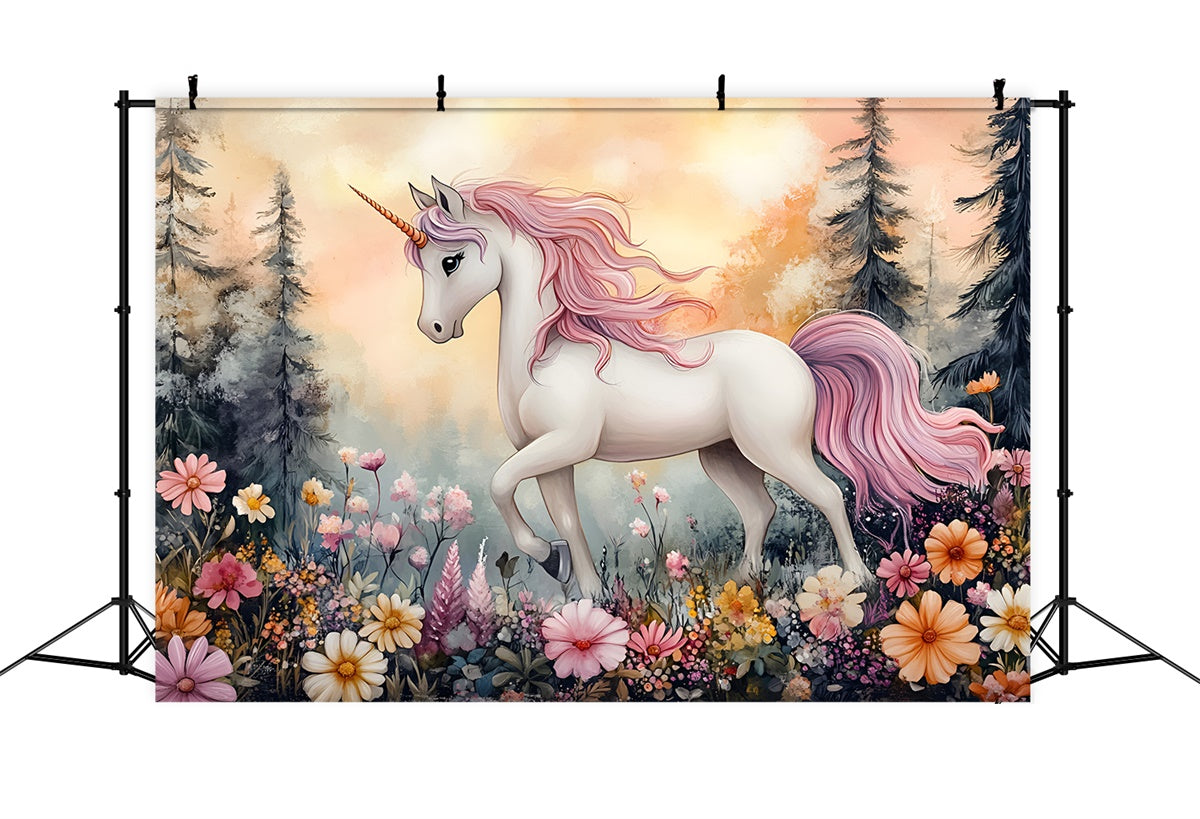 Toile de fond Conte de Fées Forêt Jardin de Licorne Fantaisie CSH4-120