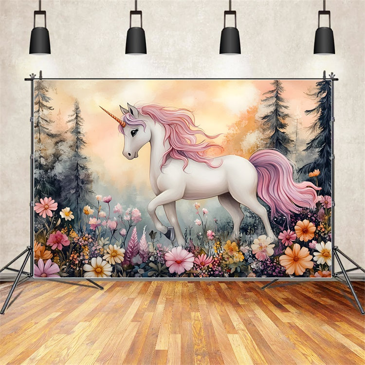 Toile de fond Conte de Fées Forêt Jardin de Licorne Fantaisie CSH4-120