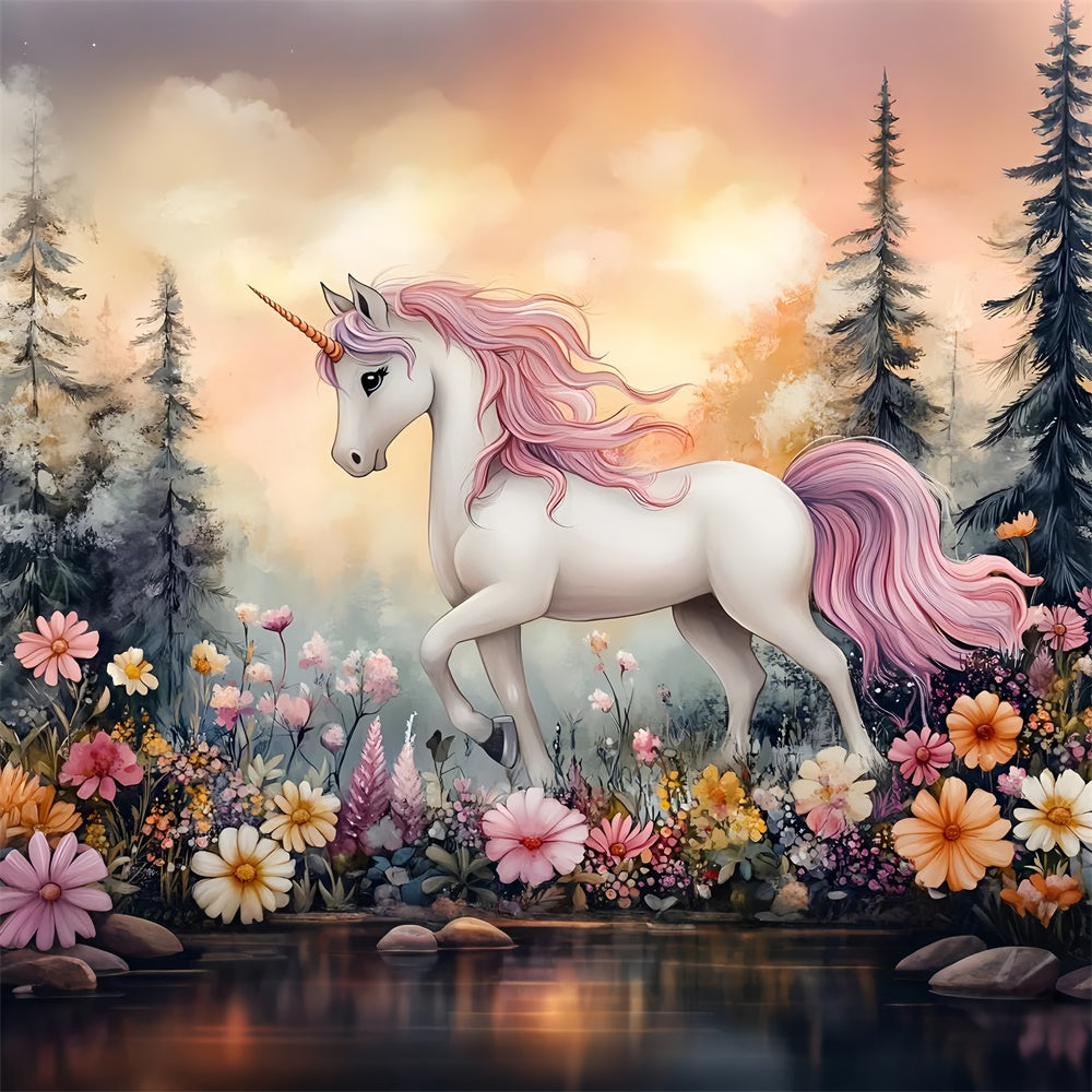 Toile de fond Conte de Fées Forêt Jardin de Licorne Fantaisie CSH4-120