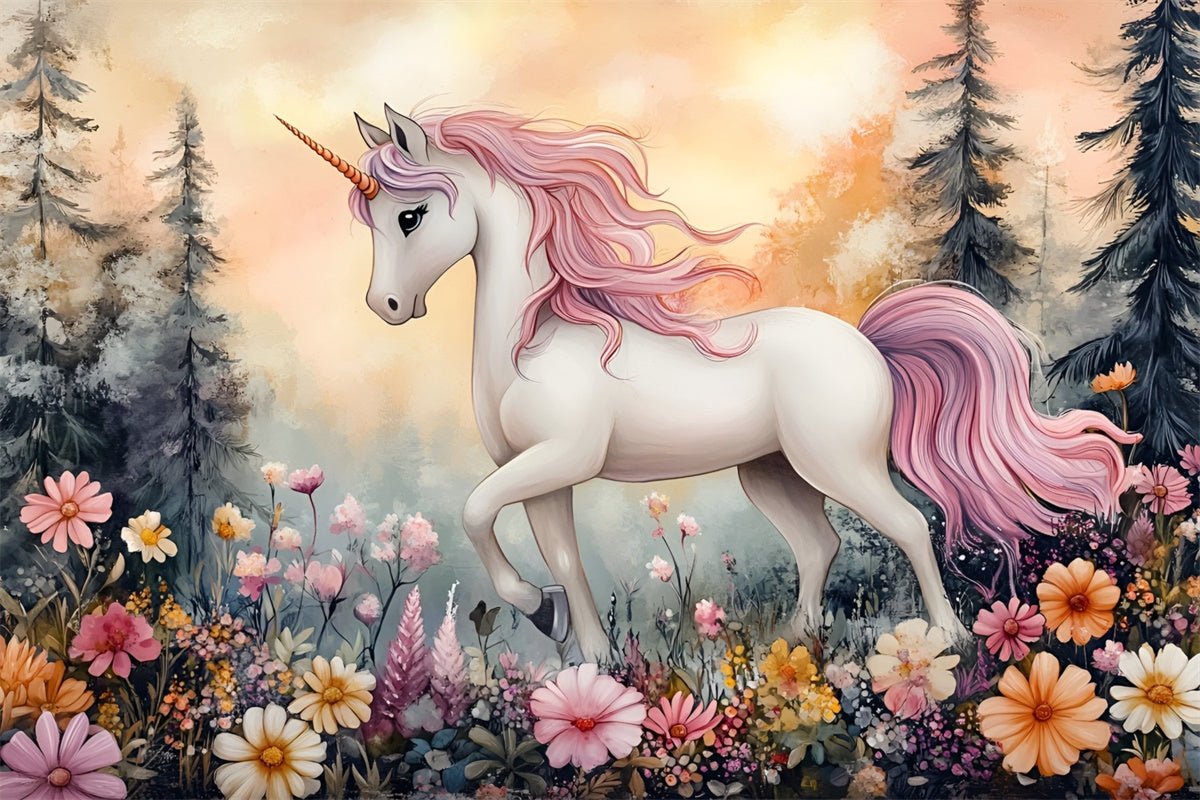 Toile de fond Conte de Fées Forêt Jardin de Licorne Fantaisie CSH4-120