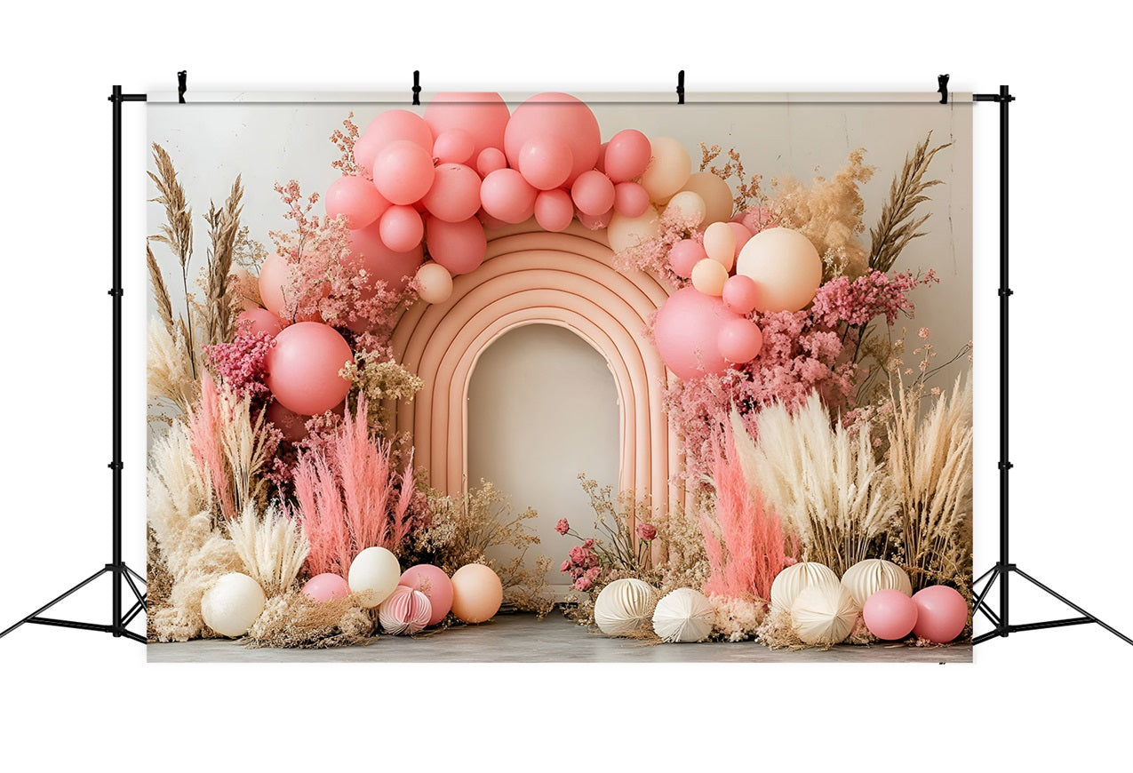 Toile de fond Bohème Arche Fleurs Séchées Ballons CSH4-124