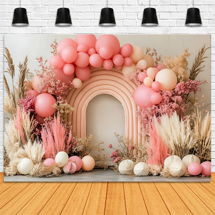 Toile de fond Bohème Arche Fleurs Séchées Ballons CSH4-124