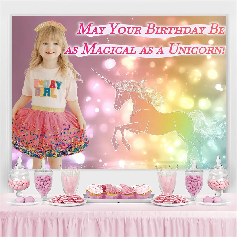 Toile de fond Anniversaire Personnalisée Licorne Magique CSH4-13