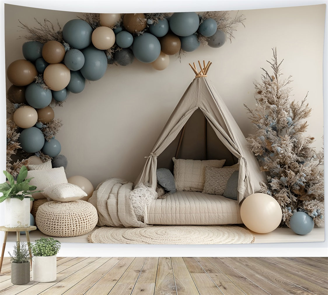 Toile de fond Photo Bohème Tente Douillette Hiver Ballons CSH4-137