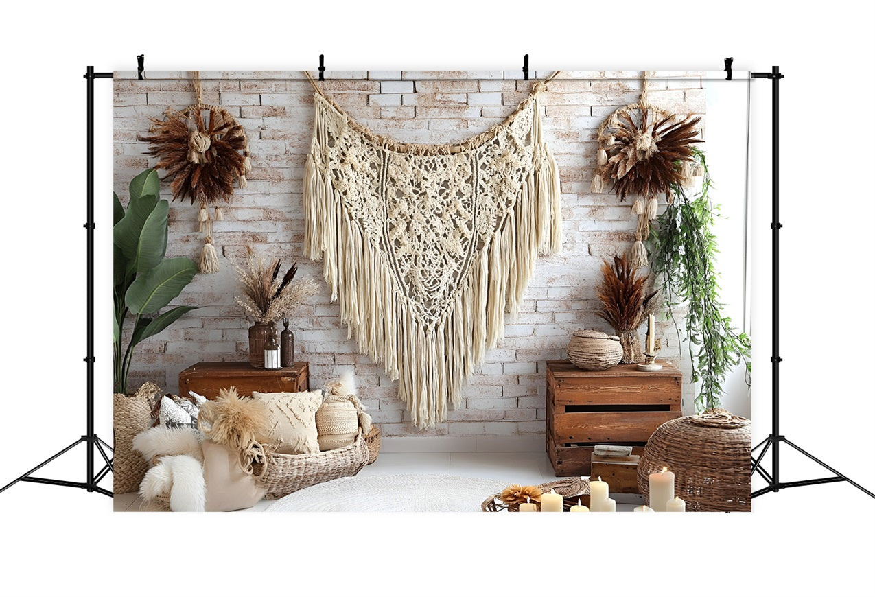 Toile de fond Photo Bohème Mur Brique Macramé CSH4-141