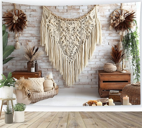 Toile de fond Photo Bohème Mur Brique Macramé CSH4-141