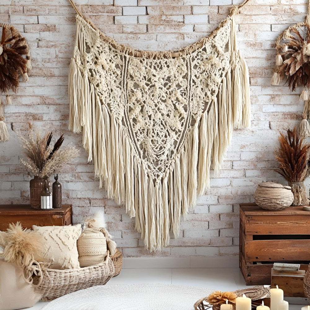 Toile de fond Photo Bohème Mur Brique Macramé CSH4-141