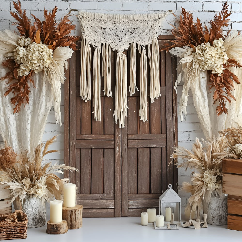 Toile de fond Bohème Idées Fleurs Séchées Porte Bois CSH4-142