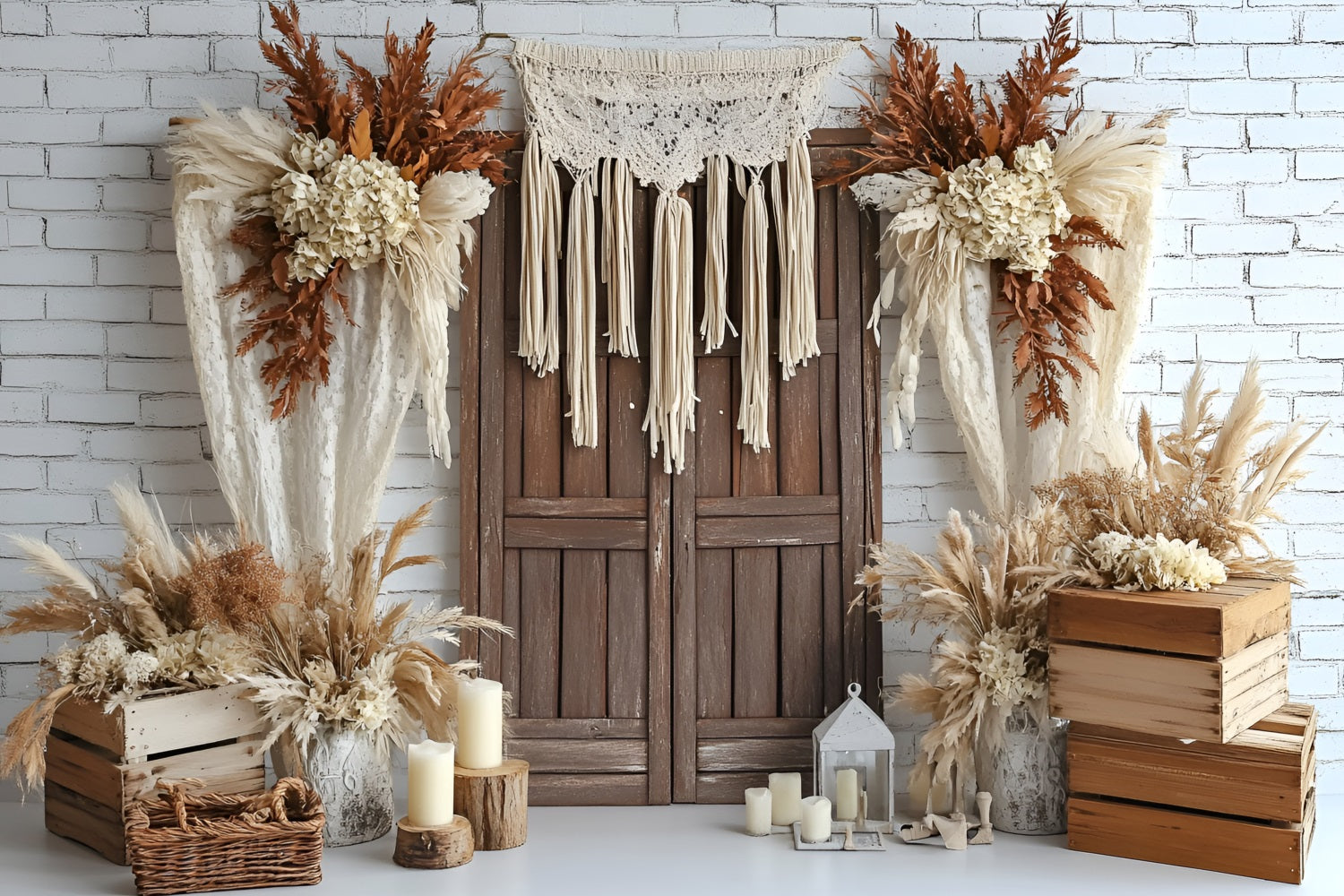 Toile de fond Bohème Idées Fleurs Séchées Porte Bois CSH4-142