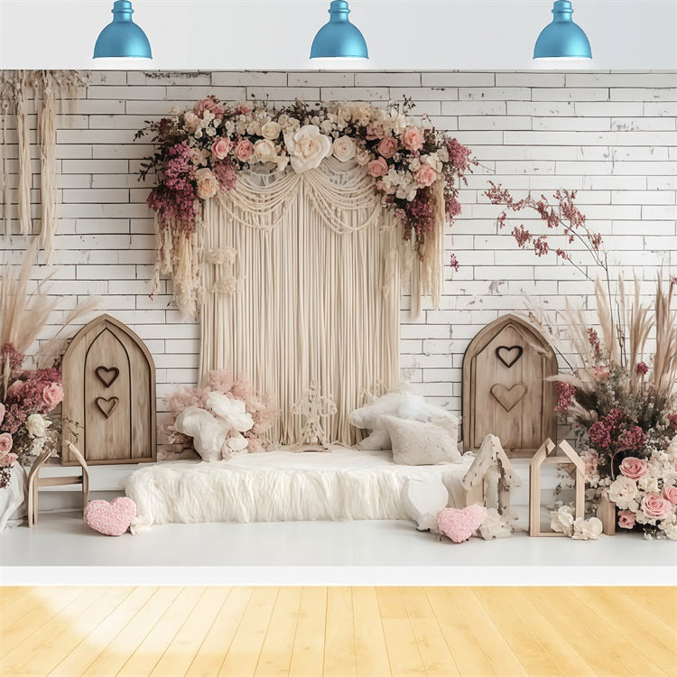 Toile de fond Bohème Idées Rideau Macramé Fleurs CSH4-147
