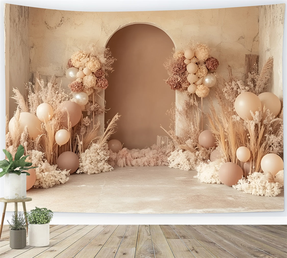 Toile de fond Bohème Arche Hortensia Ballons CSH4-149