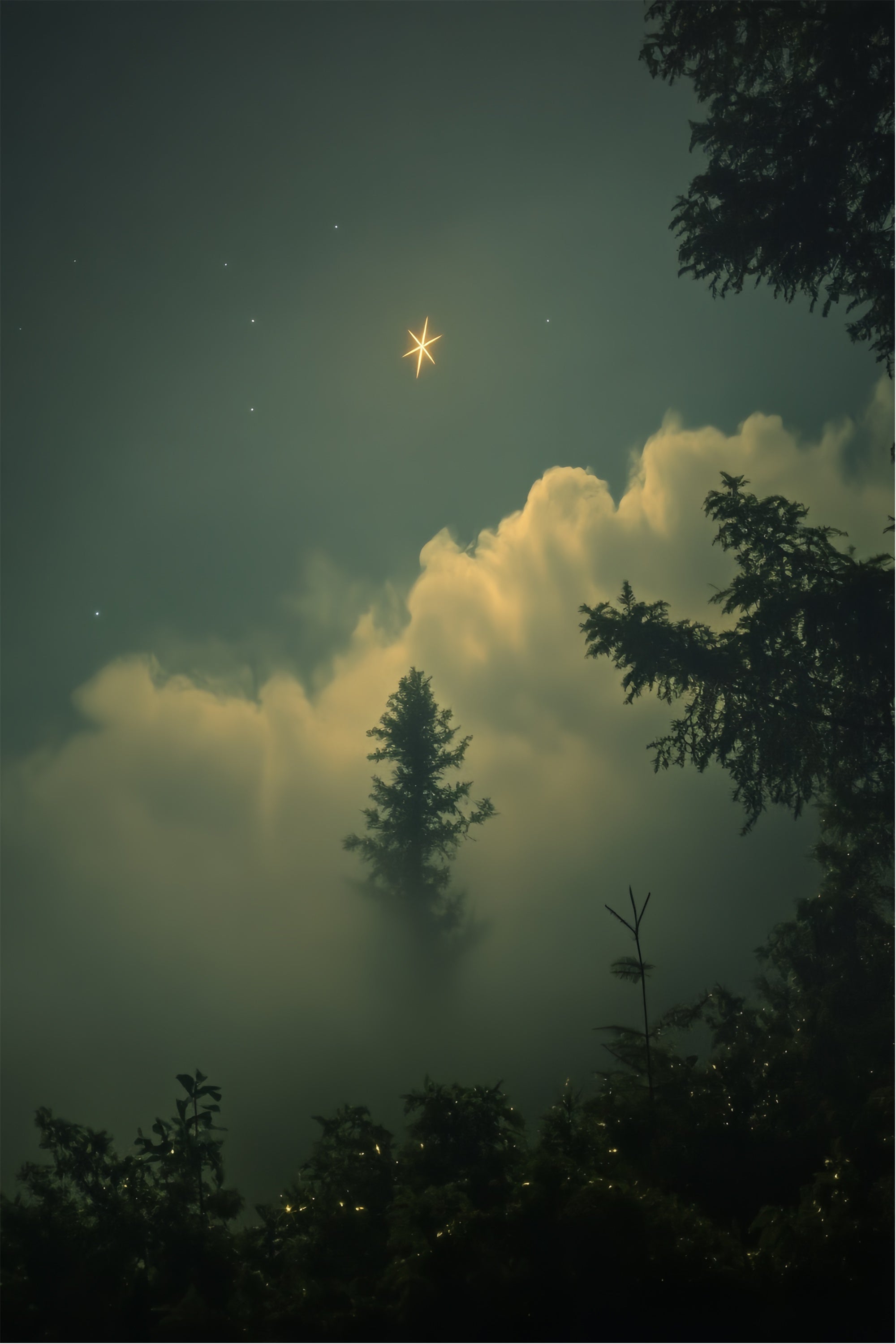 Toile de fond Portrait Forêt Étoiles Lumineuses Rêve CSH4-193