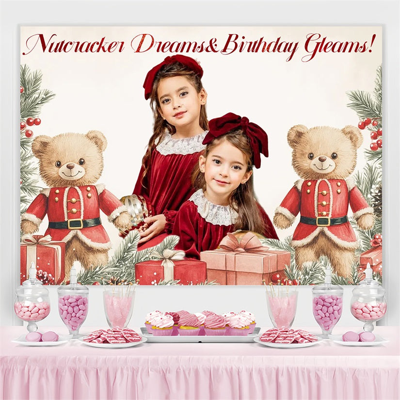 Toile de fond Deco Anniversaire Personnalisé Nutcracker Ours de Noël CSH4-20