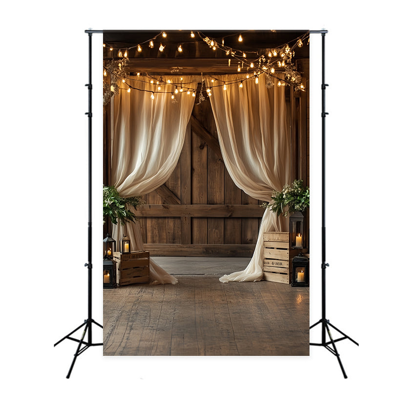 Toile de fond Bois de Grange Rideaux en Bois Bougies CSH4-205