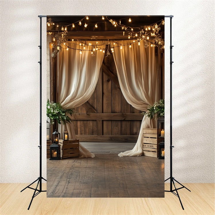 Toile de fond Bois de Grange Rideaux en Bois Bougies CSH4-205