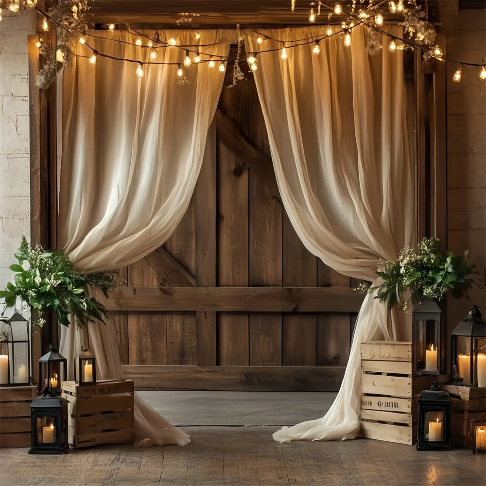 Toile de fond Bois de Grange Rideaux en Bois Bougies CSH4-205