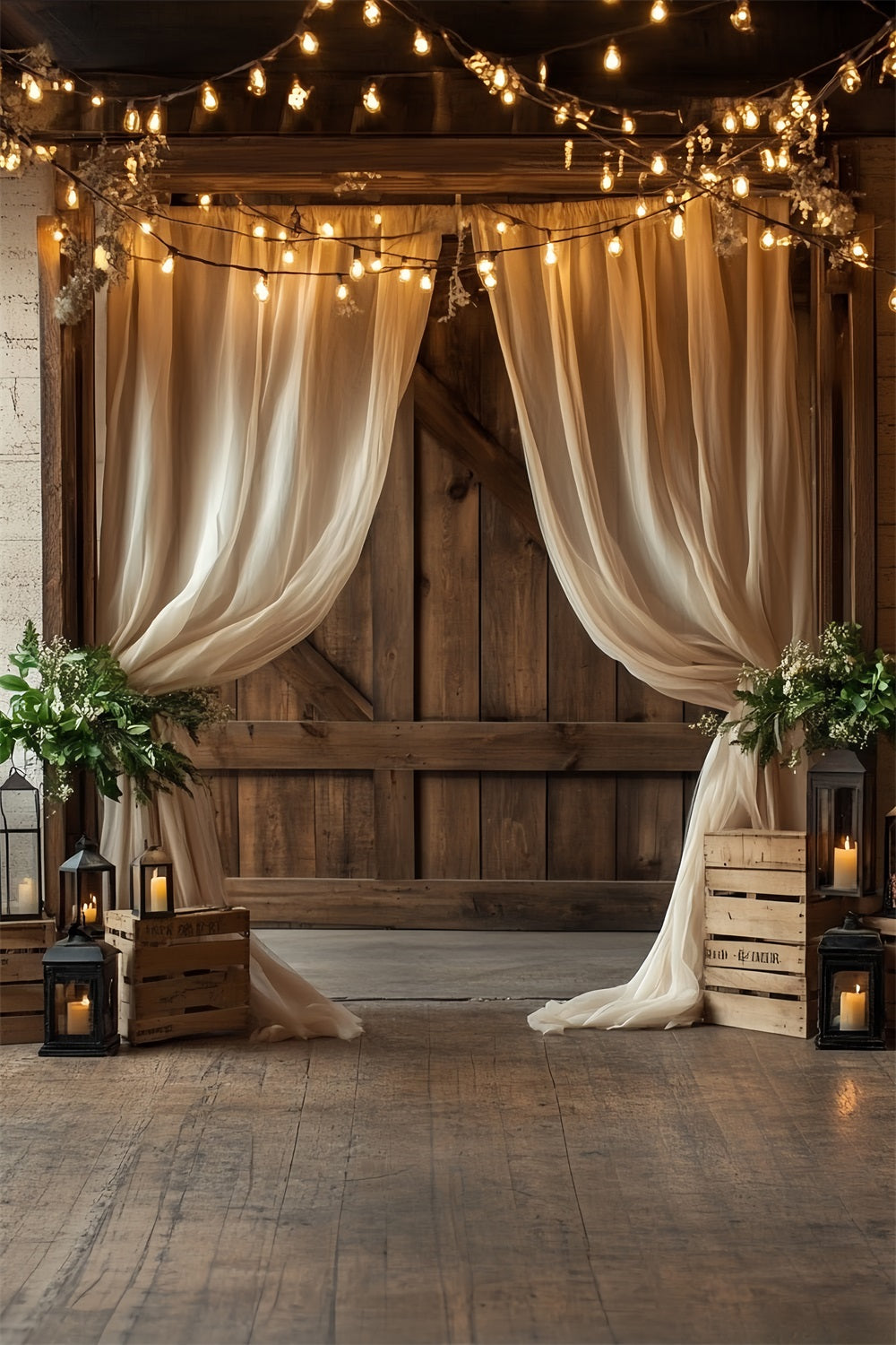 Toile de fond Bois de Grange Rideaux en Bois Bougies CSH4-205