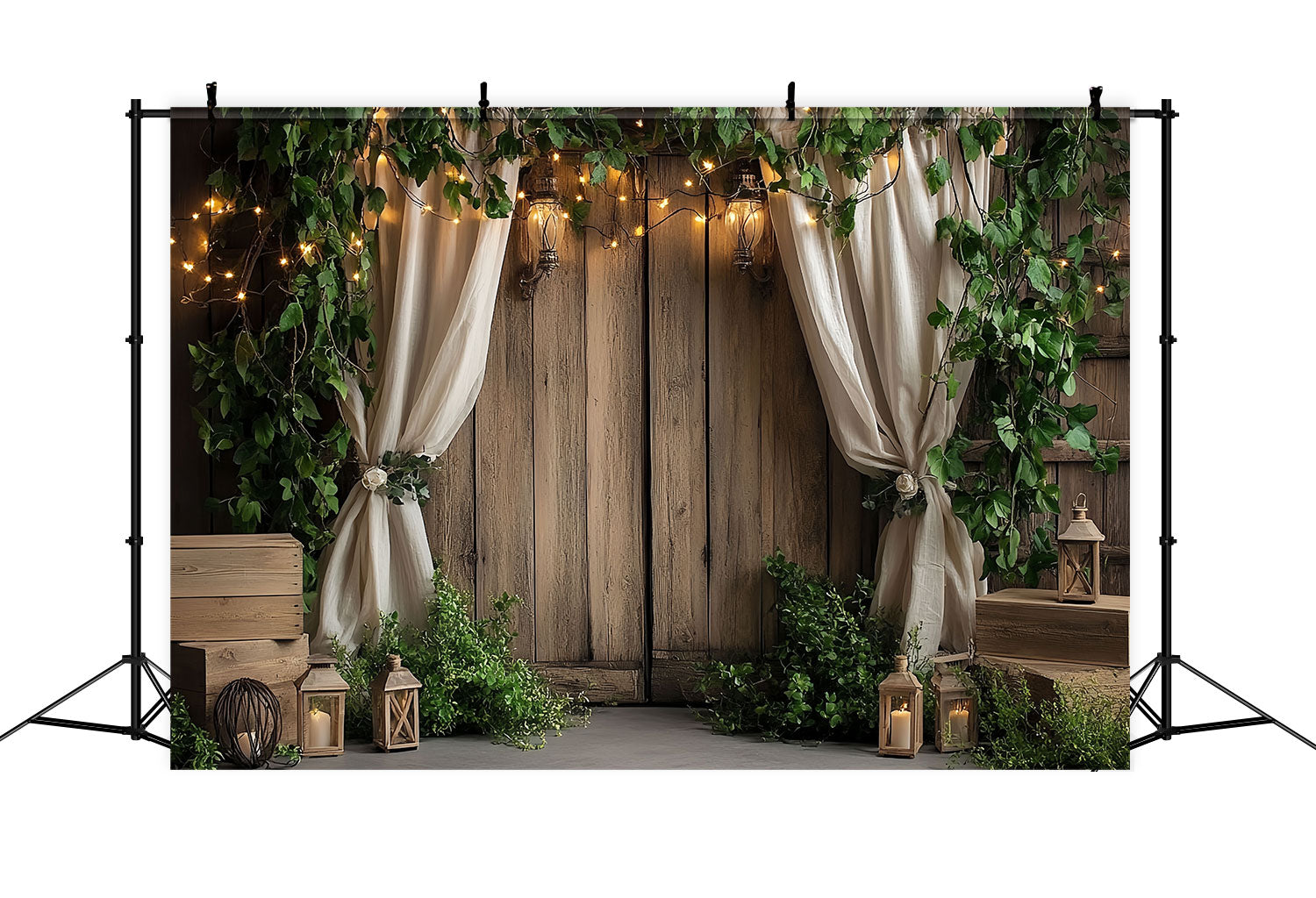 Toile de fond Porte de Grange Lierre Lanterne en Bois CSH4-207
