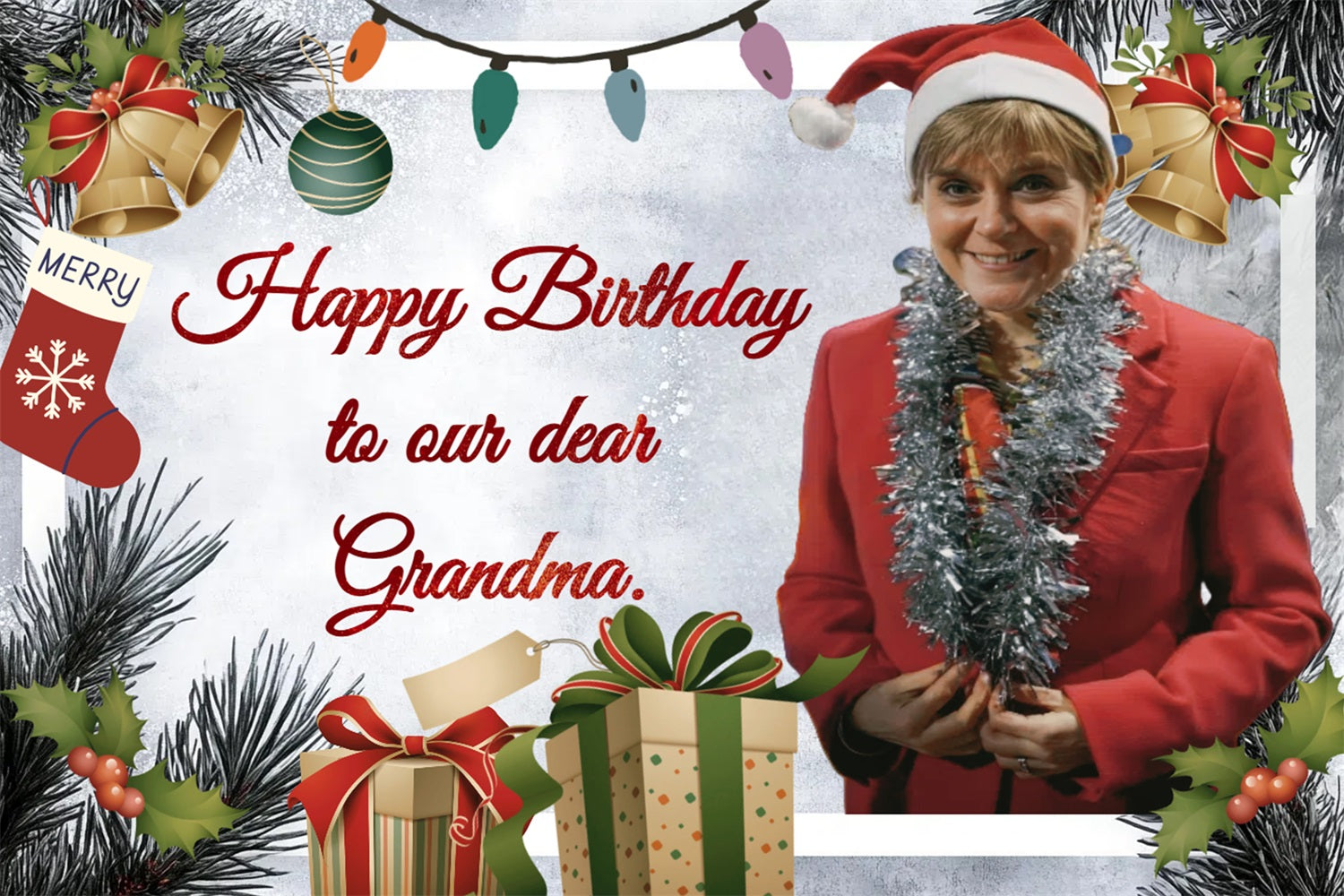 Toile de fond Anniversaire Personnalisée Grand-Mère Cadeau de Noël 60ème CSH4-21