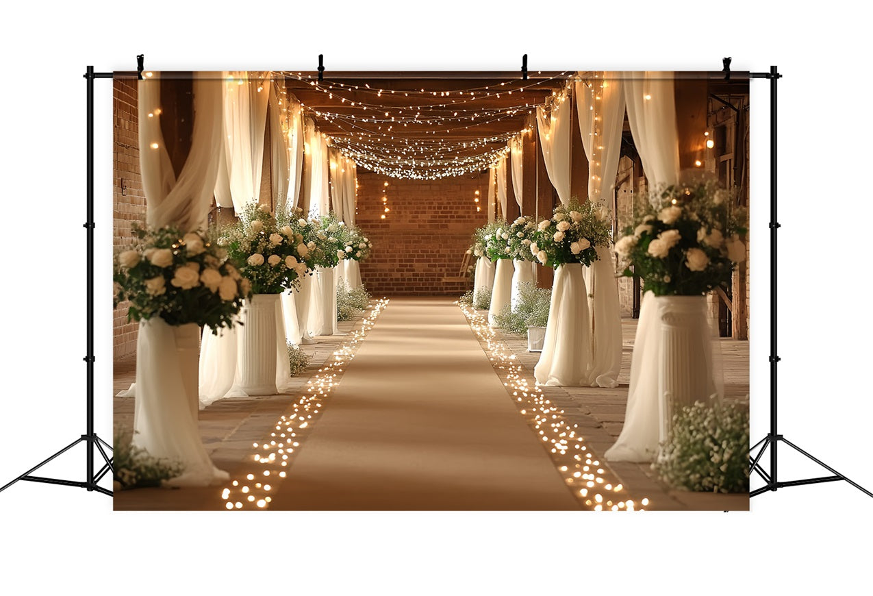 Toile de fond Boho Couloir de Mariage Grange Illuminée CSH4-215