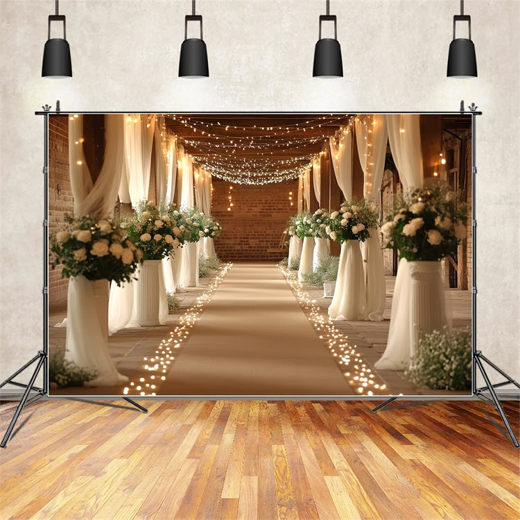Toile de fond Boho Couloir de Mariage Grange Illuminée CSH4-215