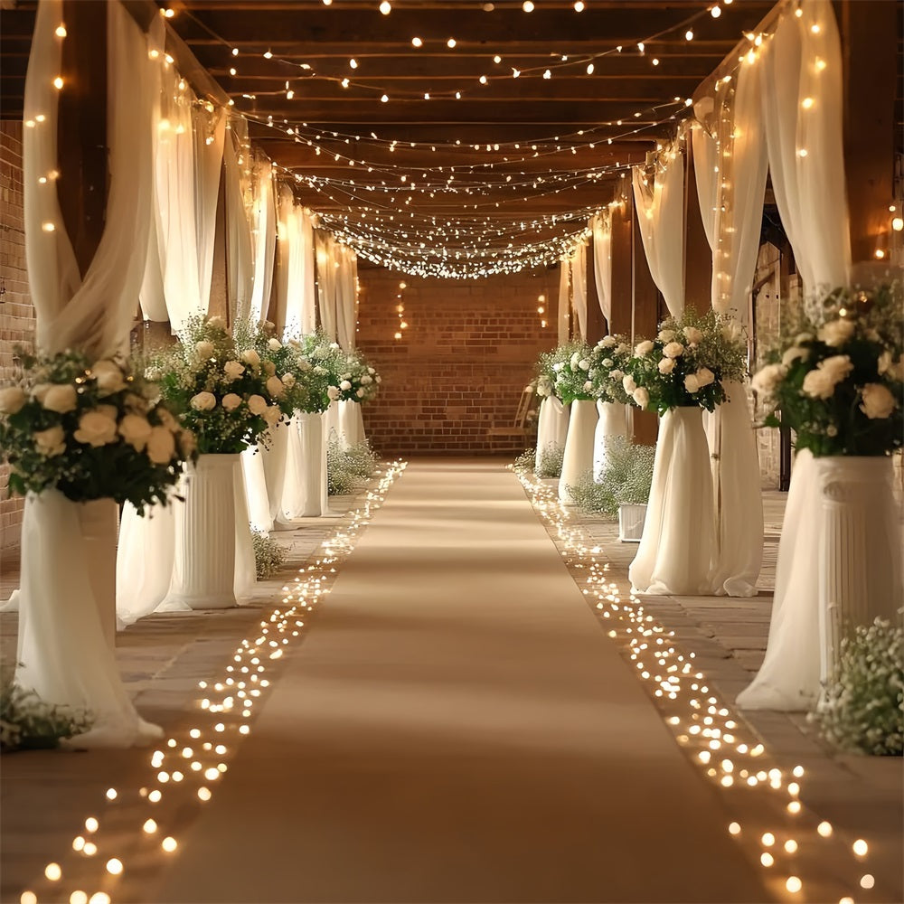 Toile de fond Boho Couloir de Mariage Grange Illuminée CSH4-215