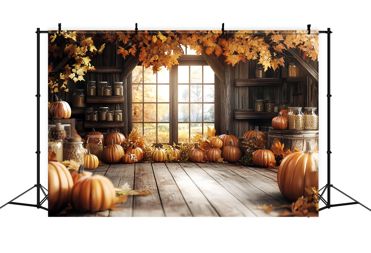 Toile de fond Grange Rustique Automne Citrouilles CSH4-229