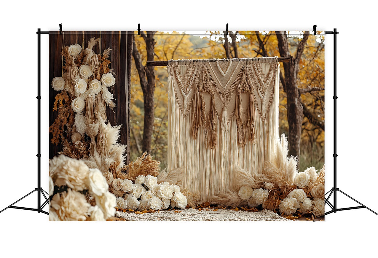 Toile de fond Boho Automne Macramé Fleurs CSH4-232