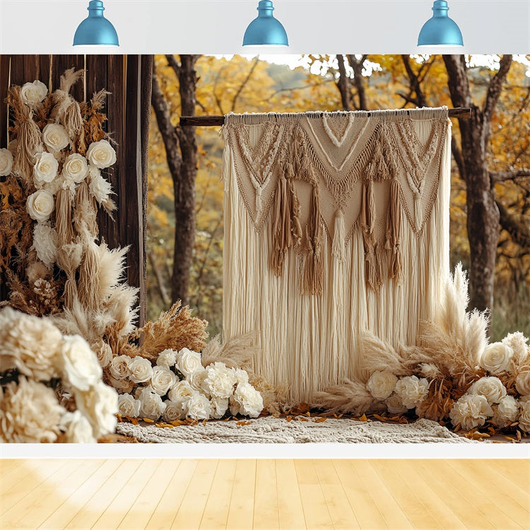 Toile de fond Boho Automne Macramé Fleurs CSH4-232