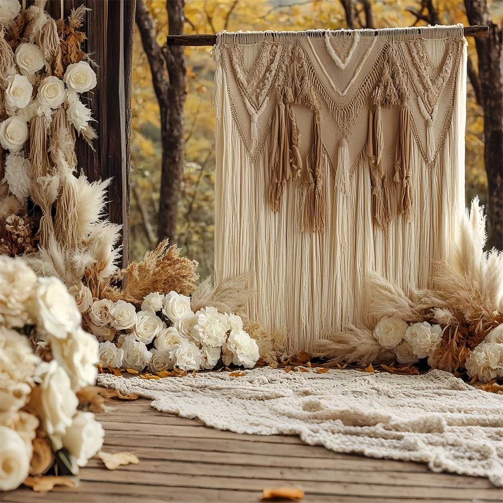 Toile de fond Boho Automne Macramé Fleurs CSH4-232