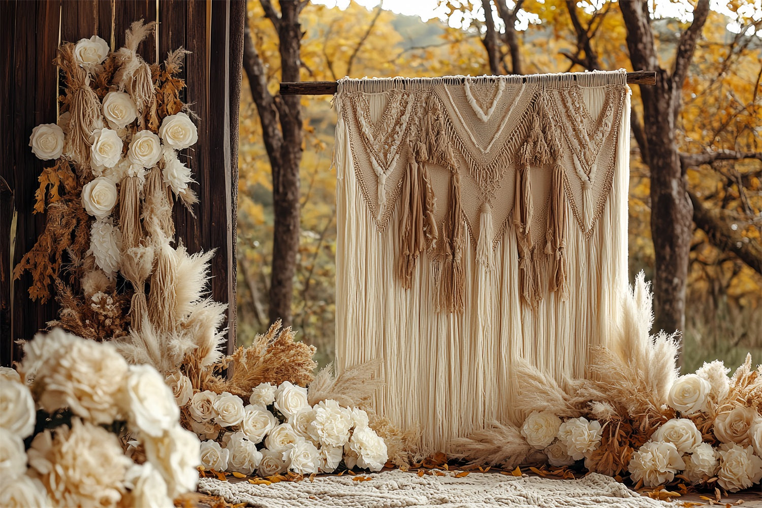 Toile de fond Boho Automne Macramé Fleurs CSH4-232