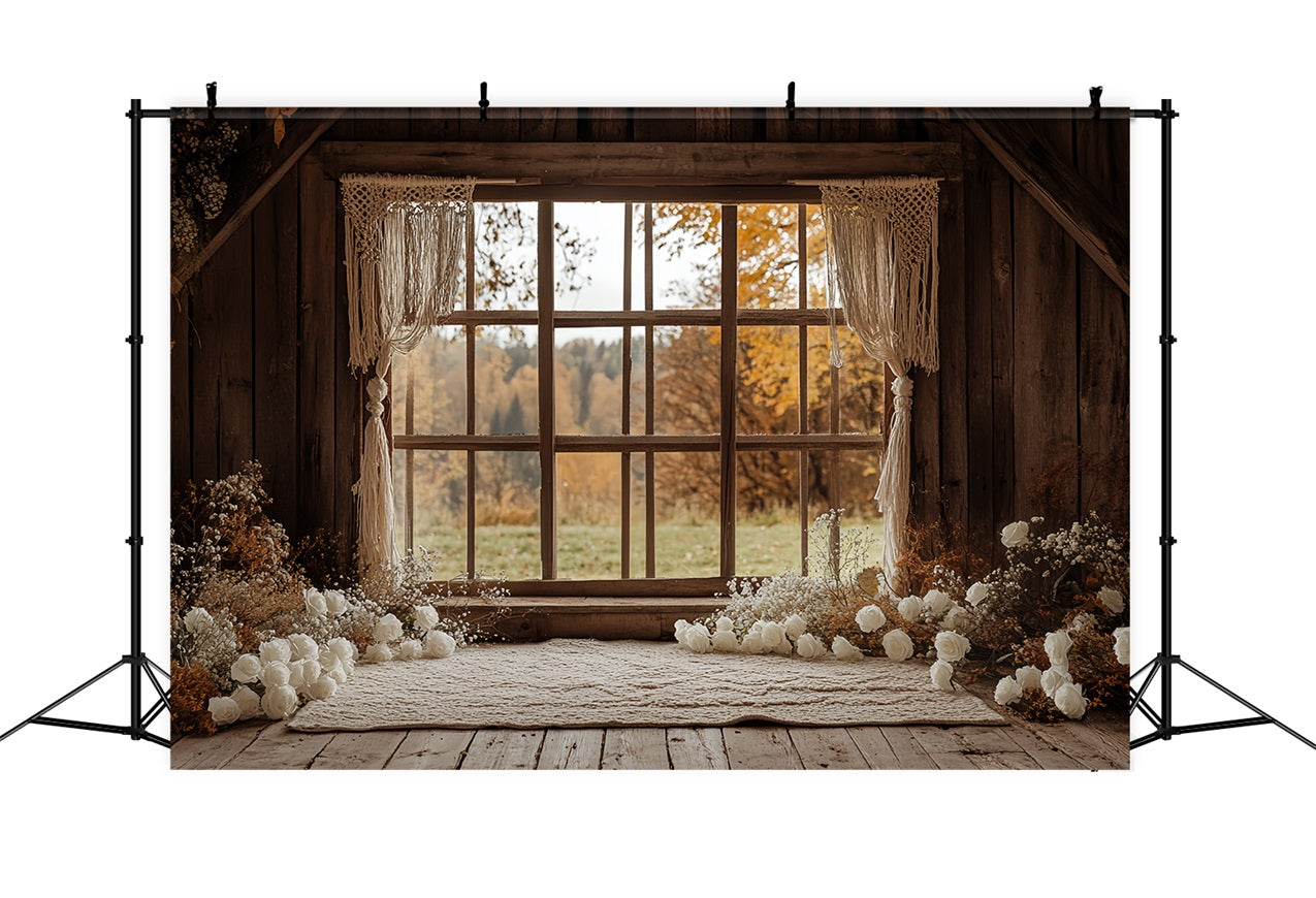 Toile de fond Boho Idées Fenêtre de Grange Fleurs CSH4-233