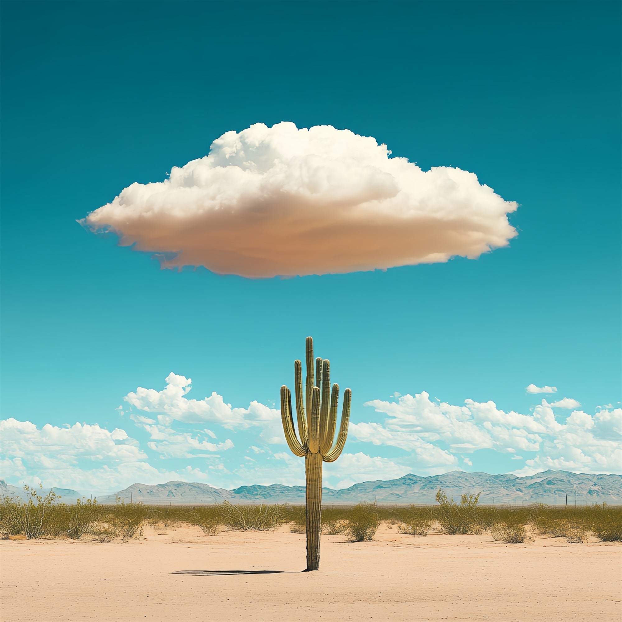 Toile de fond Ciel Bleu Cactus du Désert et Nuages CSH4-241