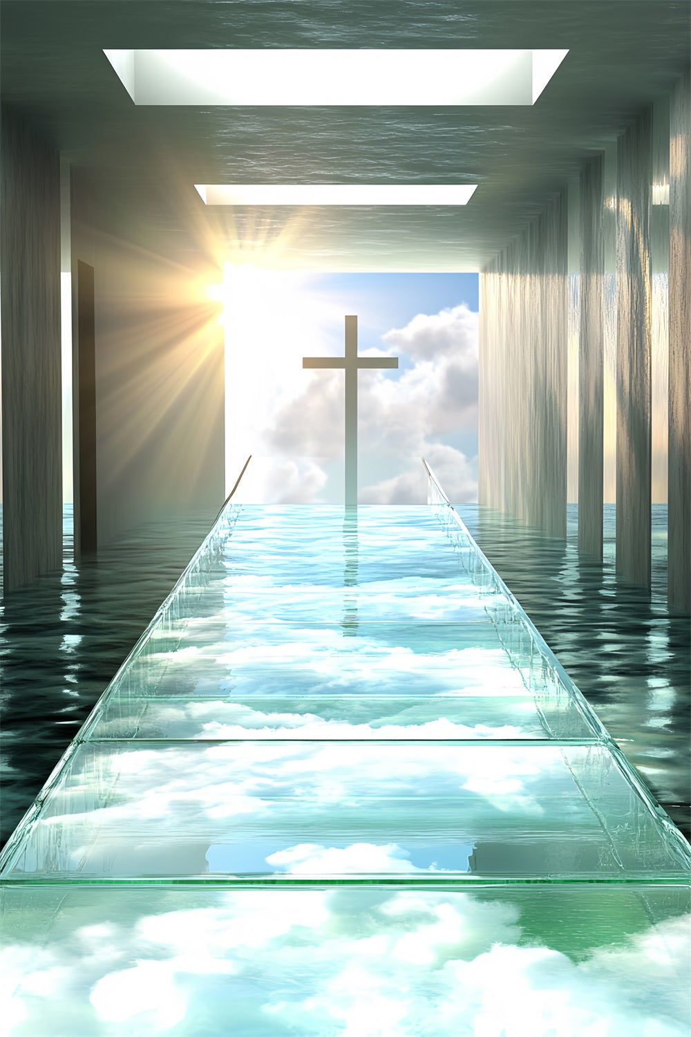 Toile de fond Ciel et Nuages Reflets Nuage Croix CSH4-249