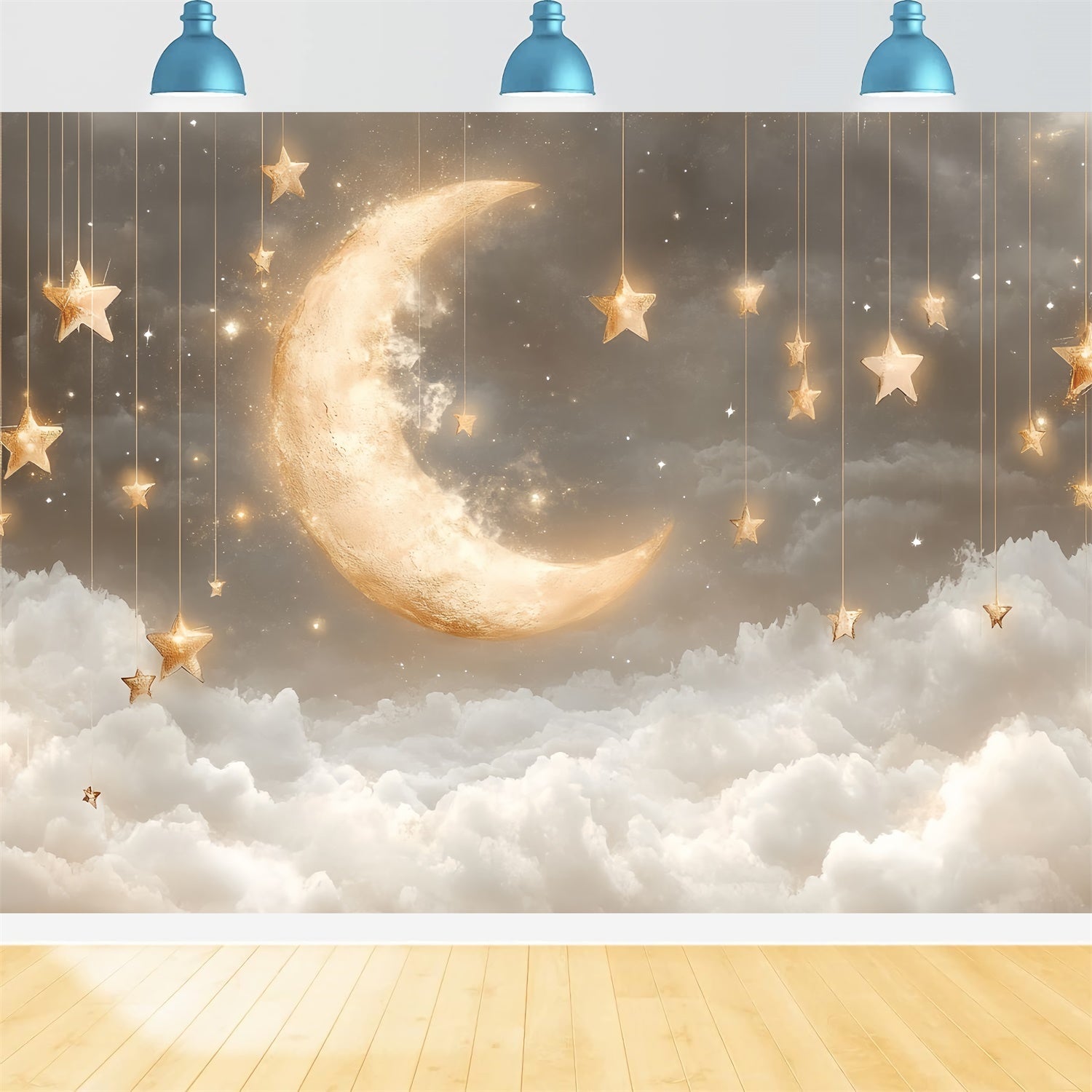 Toile de fond Nuages Lune Étoiles Suspendues CSH4-251