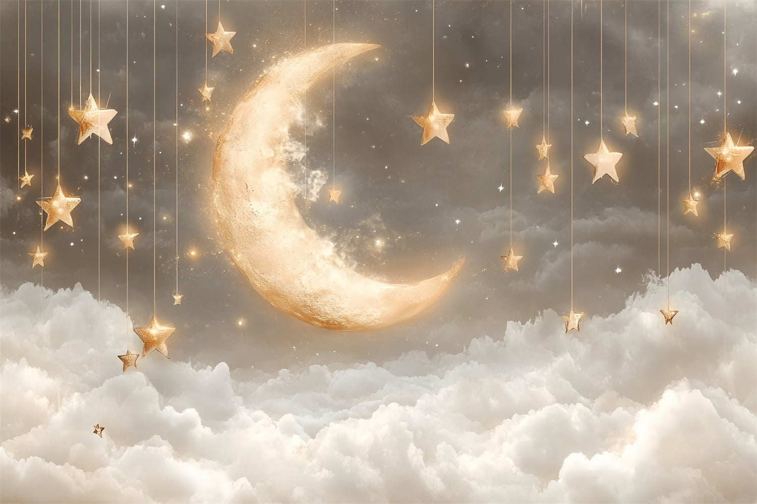 Toile de fond Nuages Lune Étoiles Suspendues CSH4-251