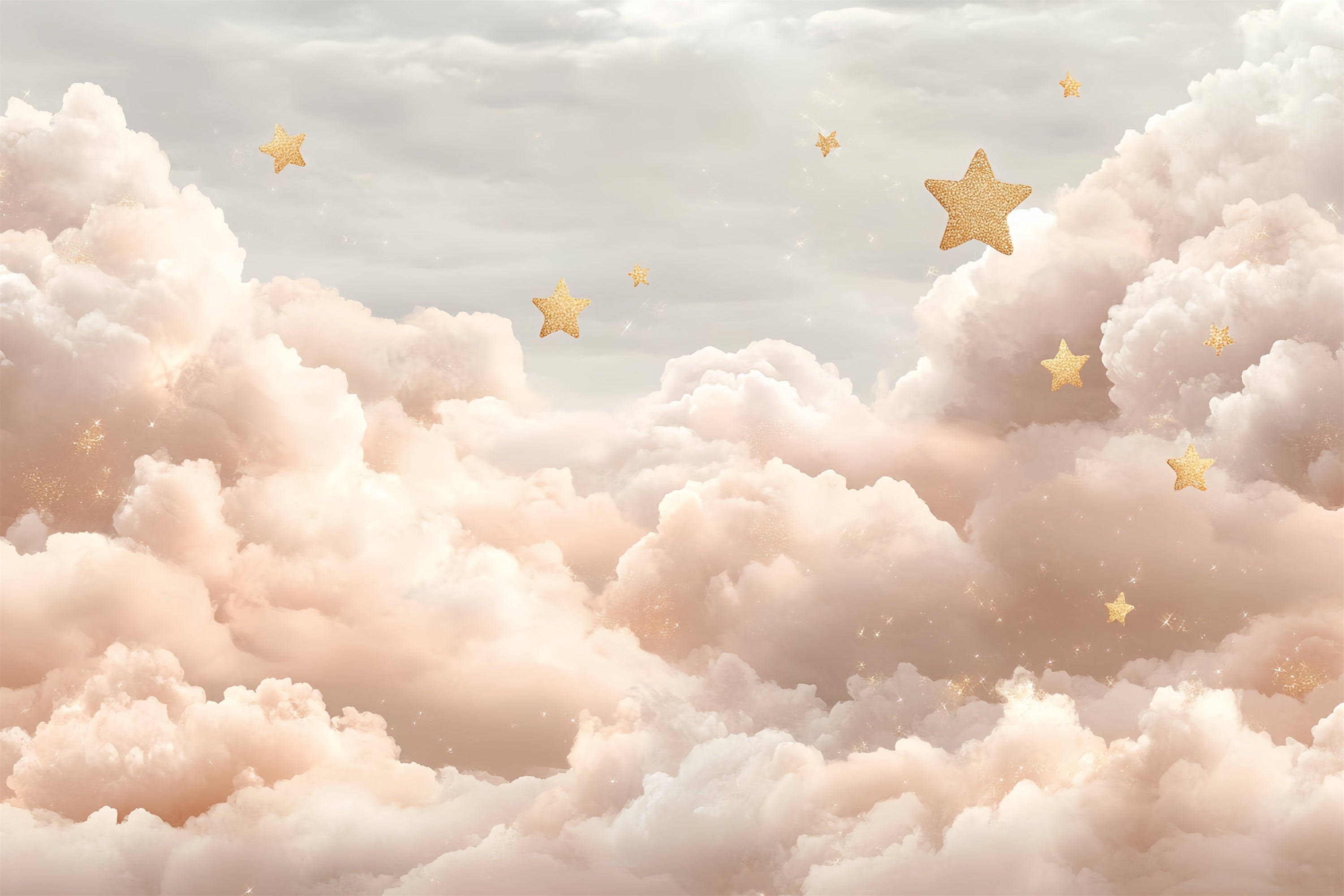 Toile de fond Nuages Rêveurs Étoiles Dorées CSH4-252
