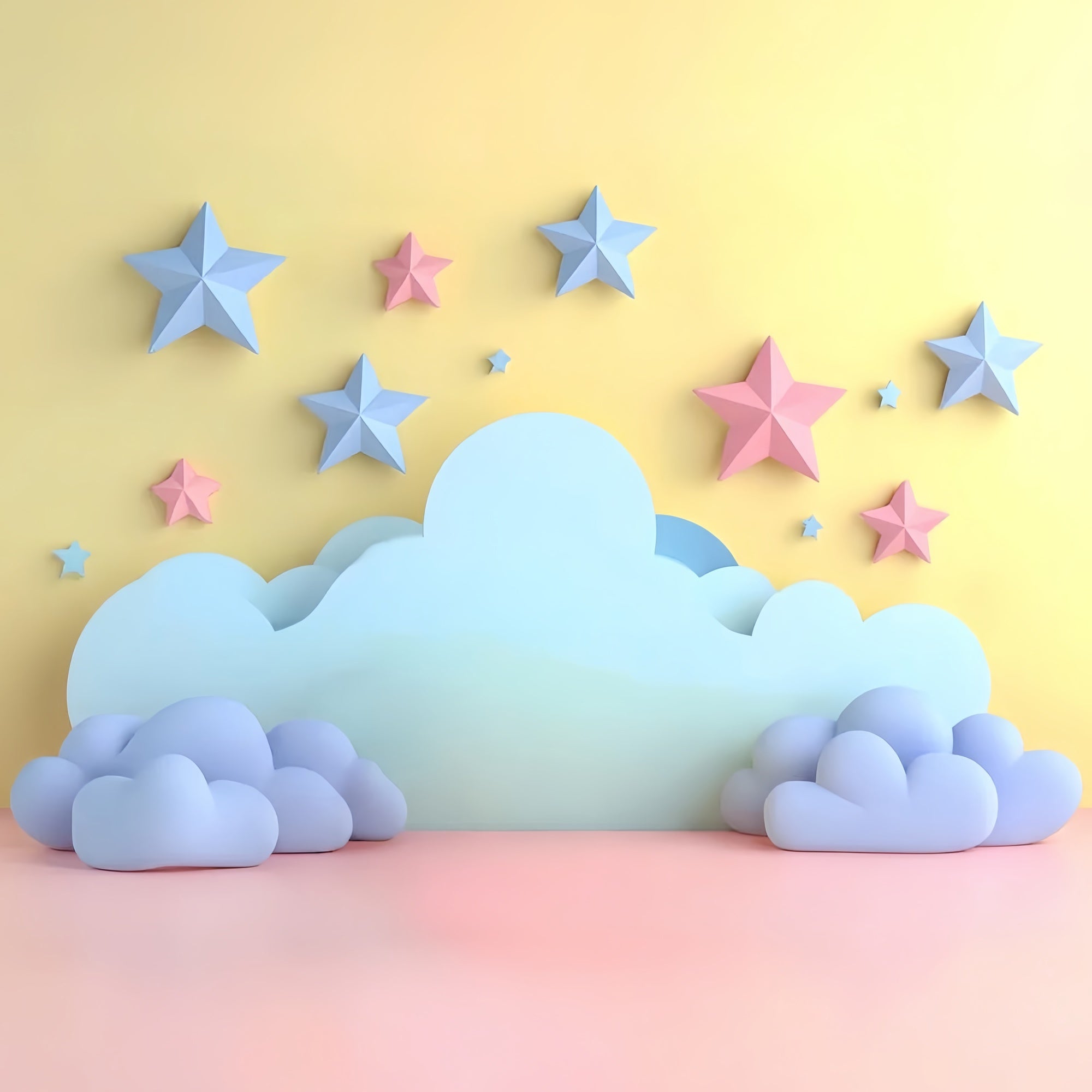 Toile de fond Nuages Doux Nuages Étoiles Dessin Animé CSH4-257