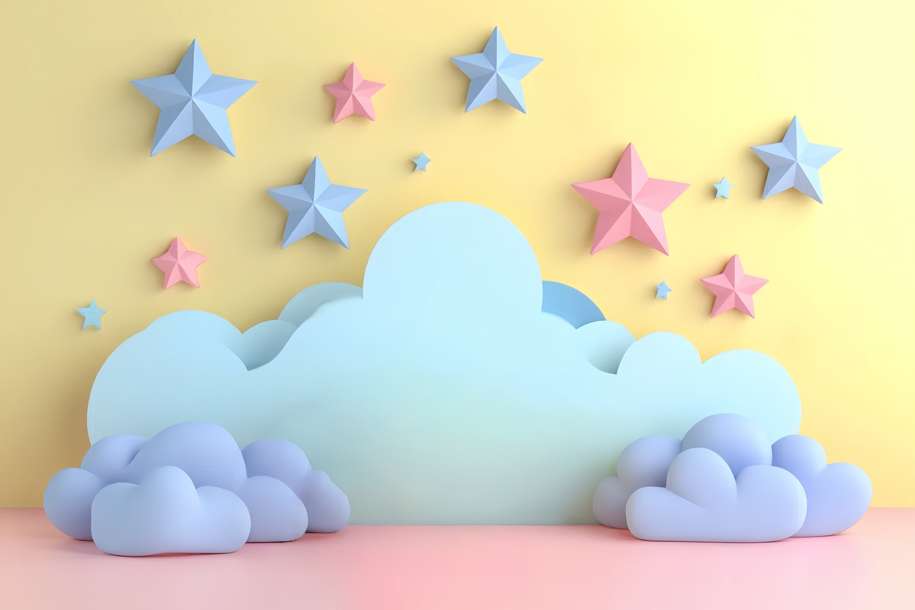 Toile de fond Nuages Doux Nuages Étoiles Dessin Animé CSH4-257